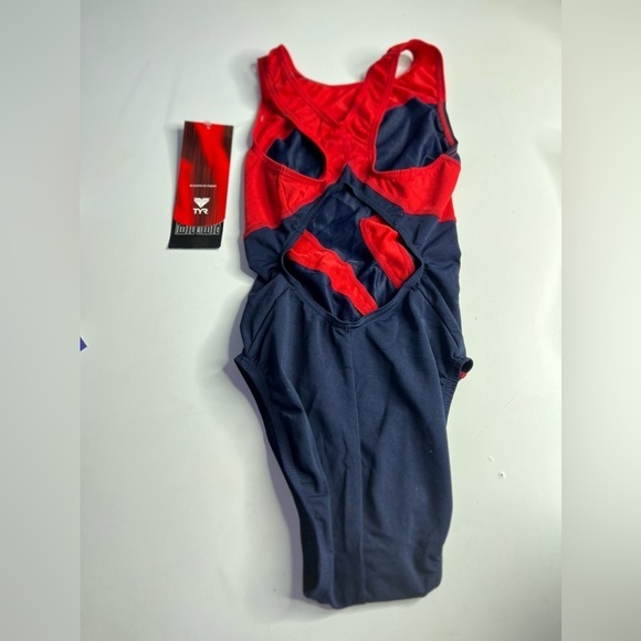 TYR Girls' Maxfit Swimsuit Atle- T-Splice navy/red size 8. - Picture 4 of 6